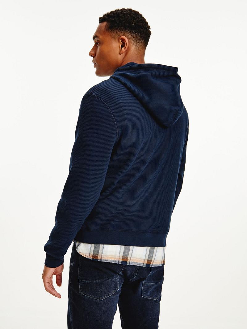 Férfi Tommy Hilfiger Solid corduroy Hoodies Sötétkék | HU 1247FDN